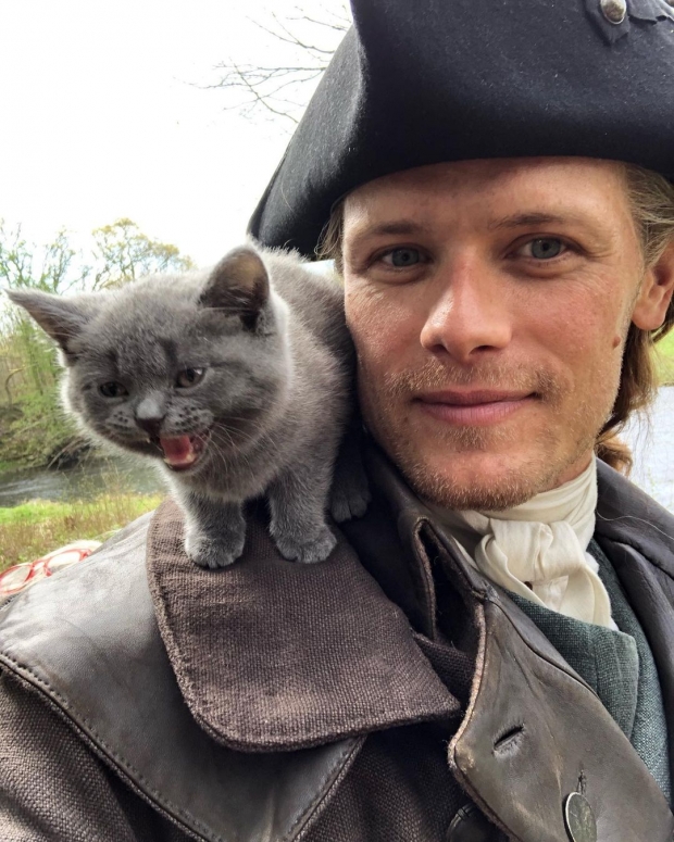 Sam Heughan is especially fond of the adorable kitten. He has posted a couple of photos of Adso to his social media and he seems like he enjoys sharing the spotlight with his fluffy co-star!